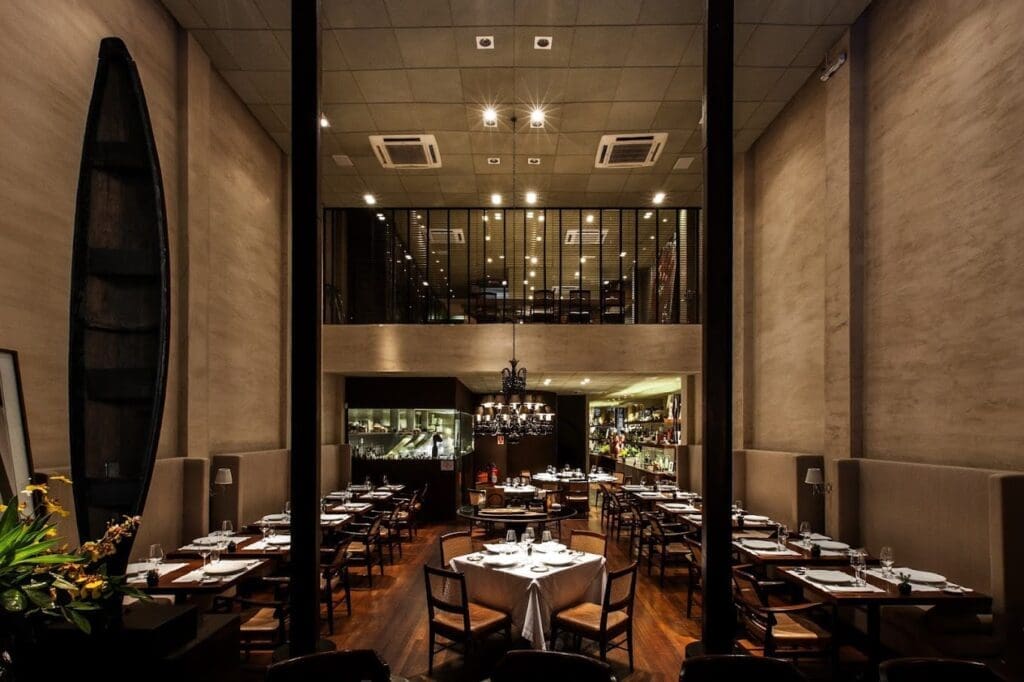 a restaurant with tables and chairs