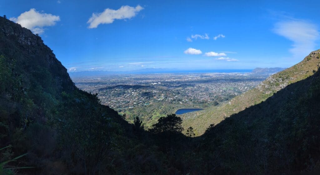 a view of a city from a mountain