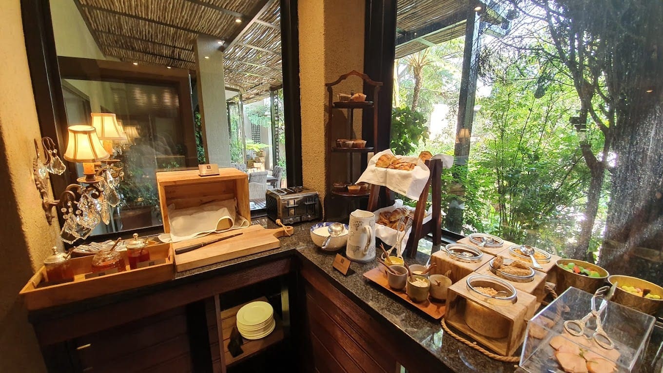 a counter with food on it