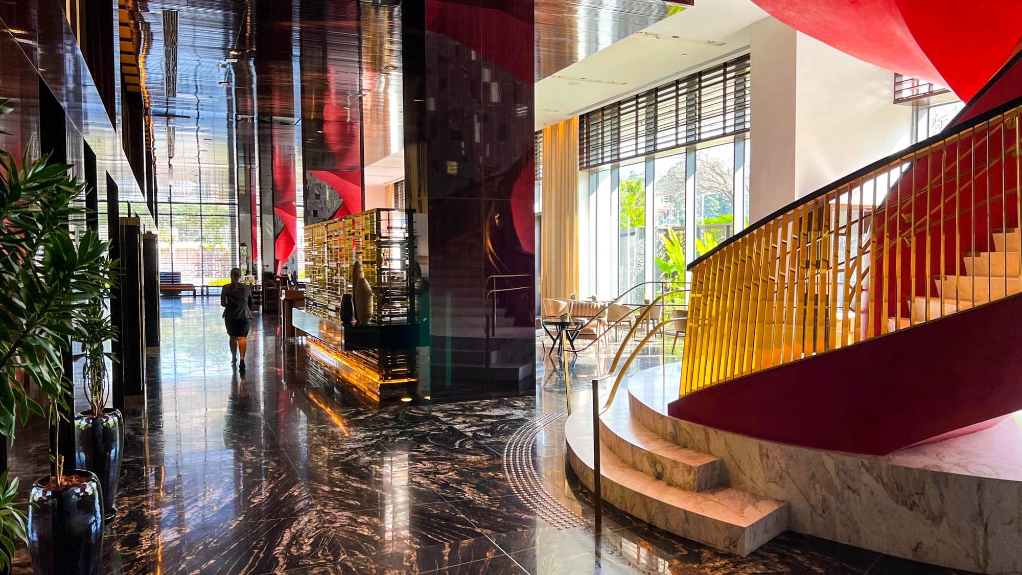 a large room with a staircase and a staircase