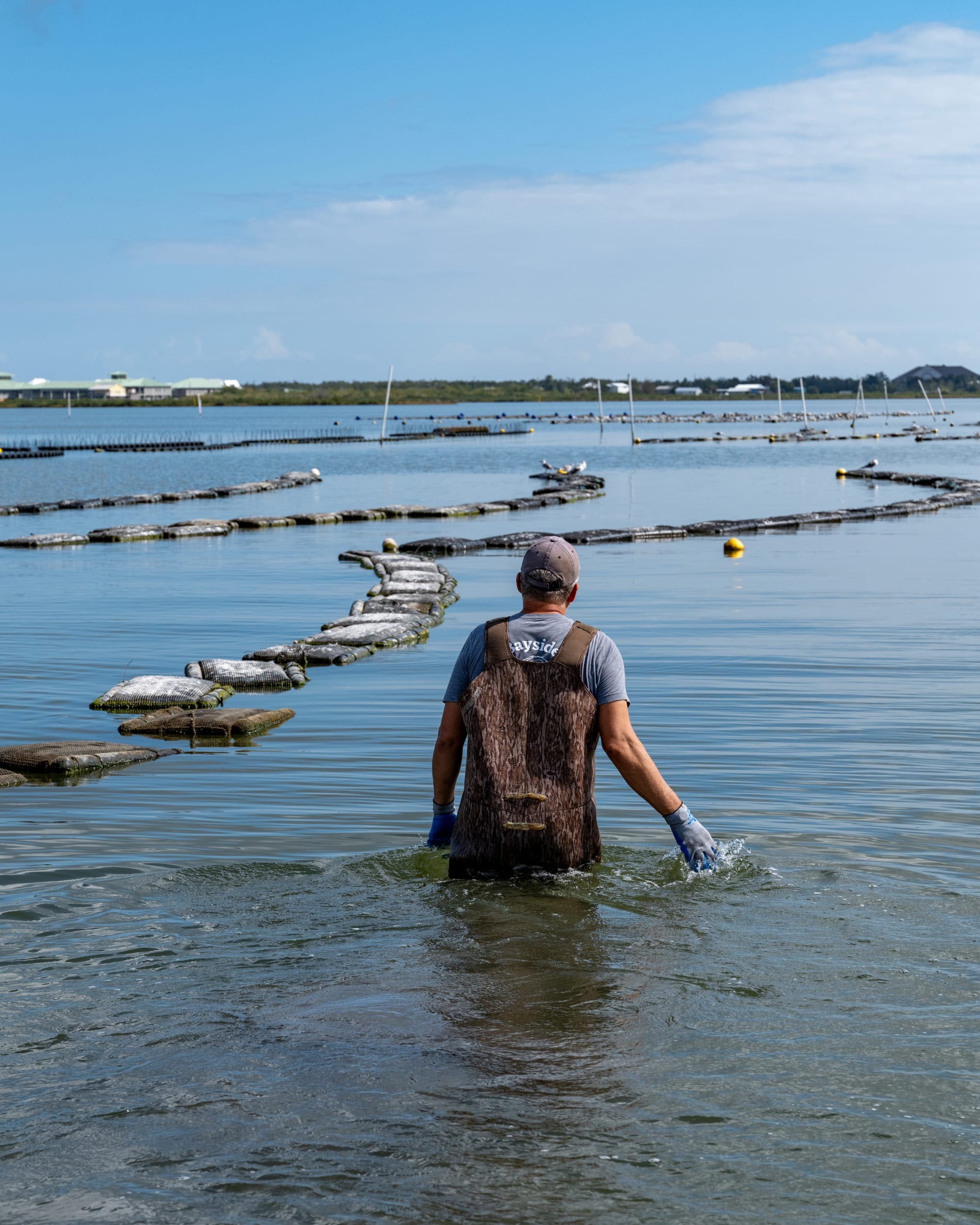 a man in a vest in the water