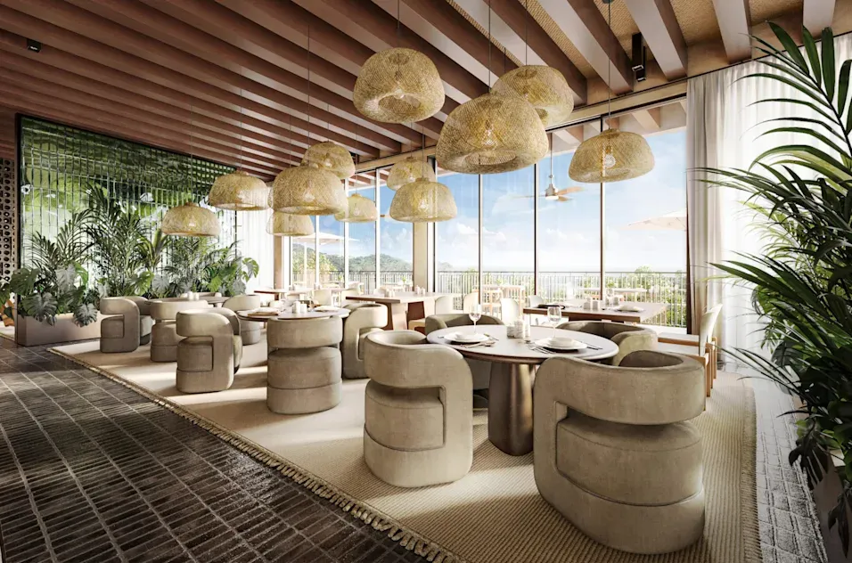a restaurant with tables and chairs