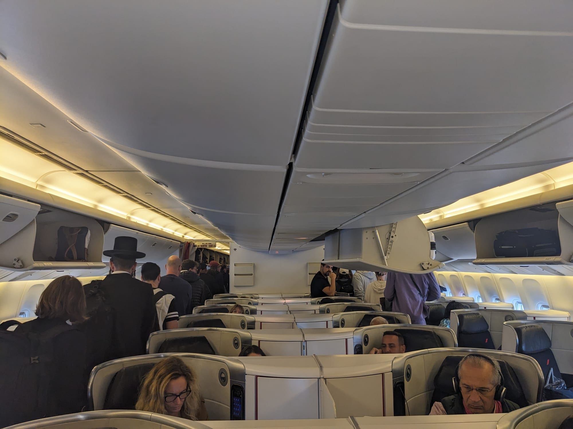 a group of people on an airplane