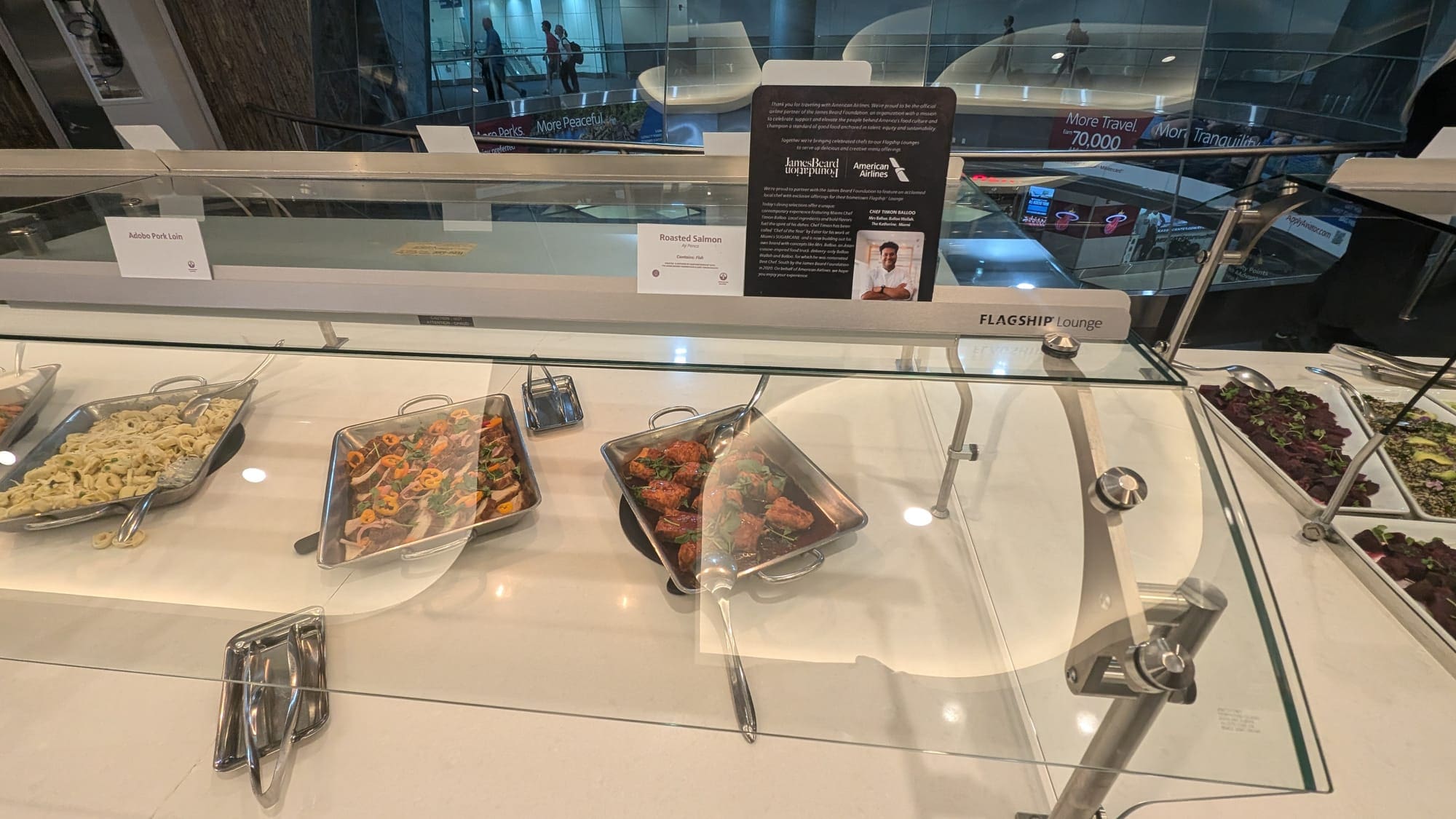 a trays of food on a counter