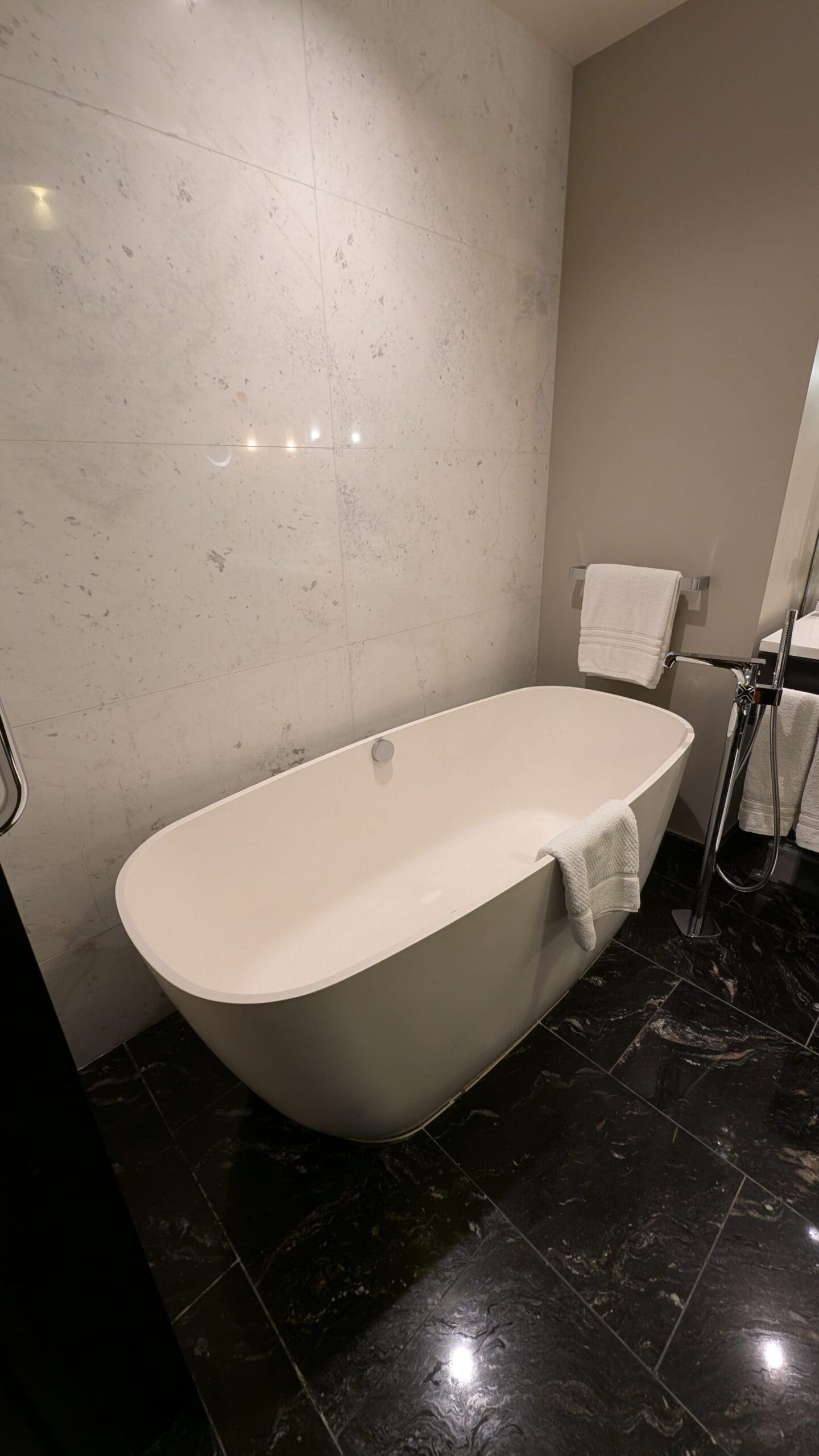 a bathtub in a bathroom