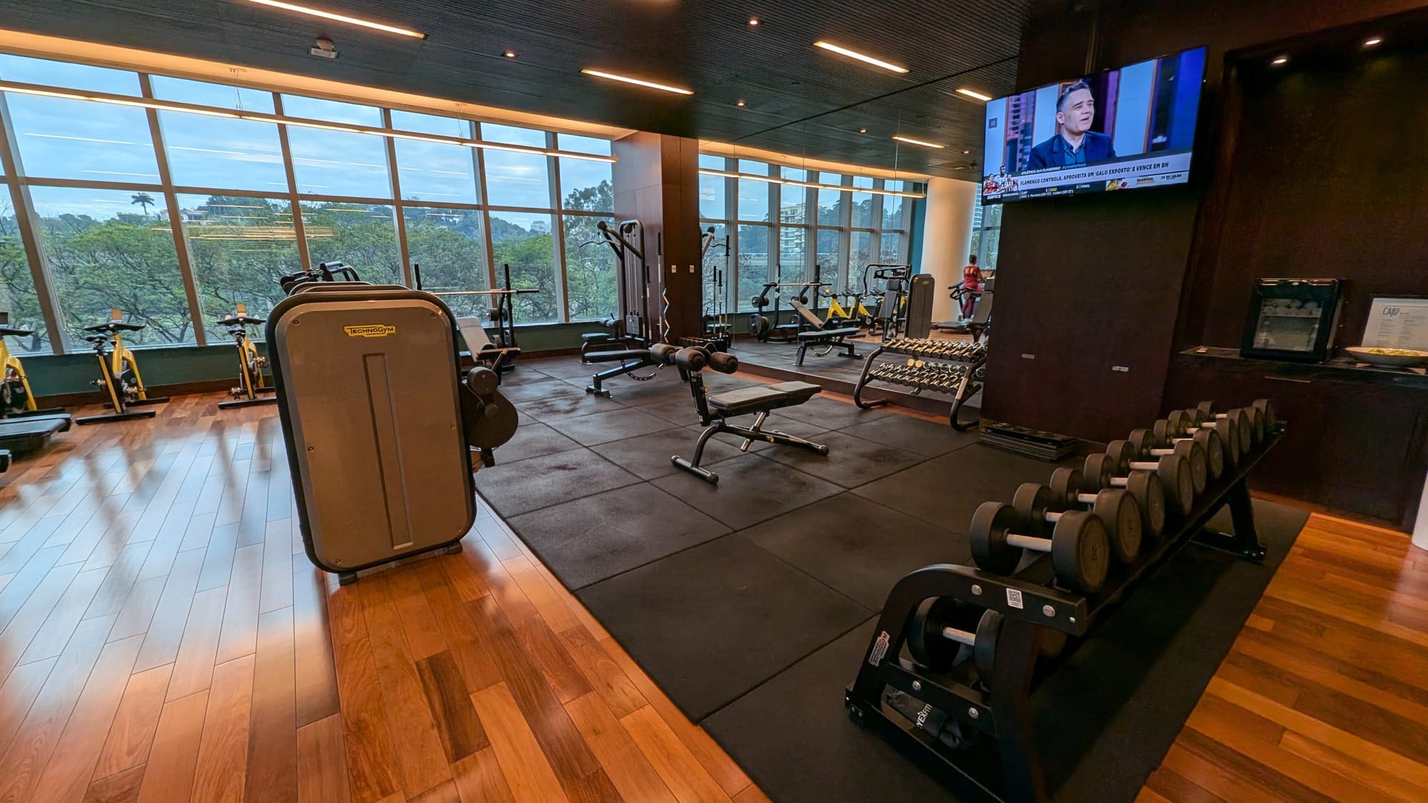 a gym with exercise equipment