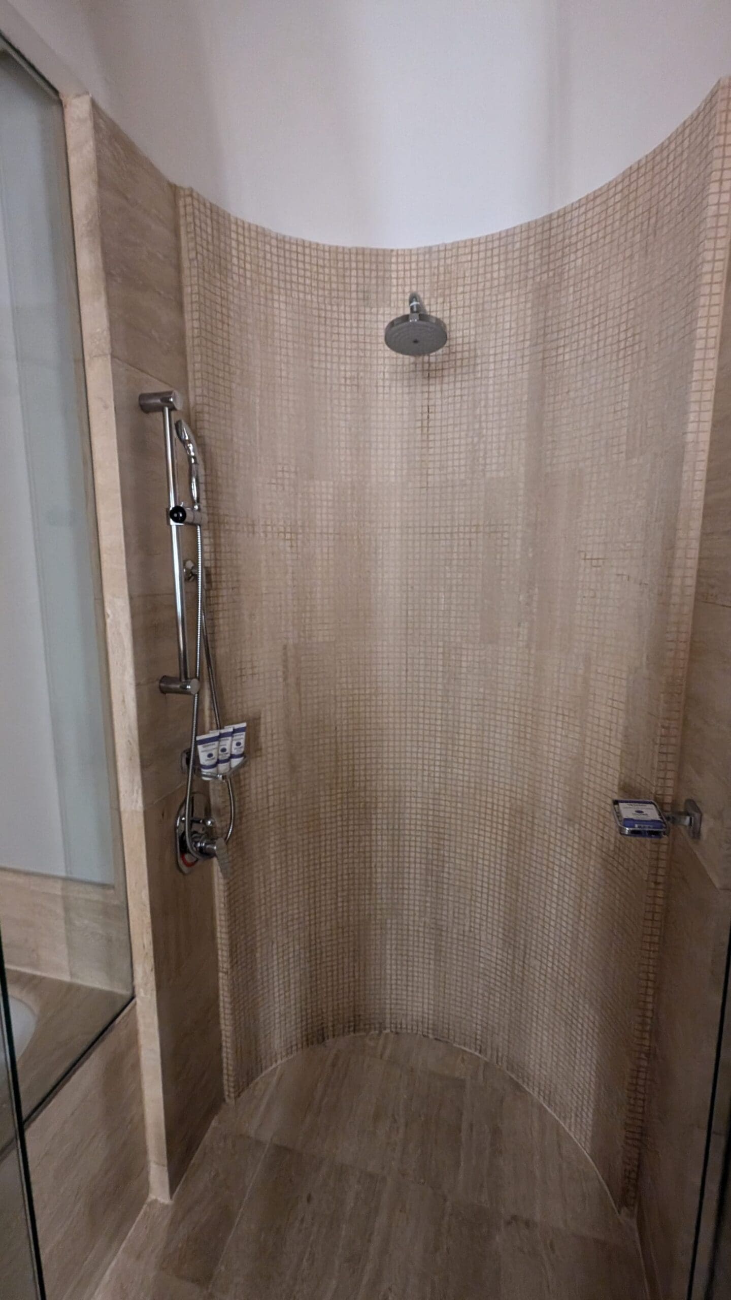 a shower with a shower head