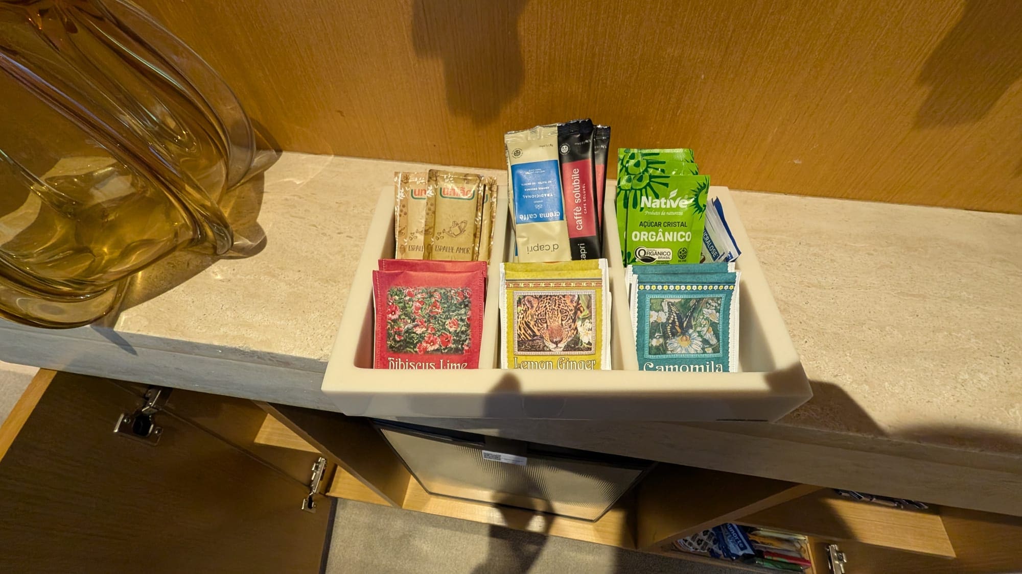 a drawer with different types of tea in it