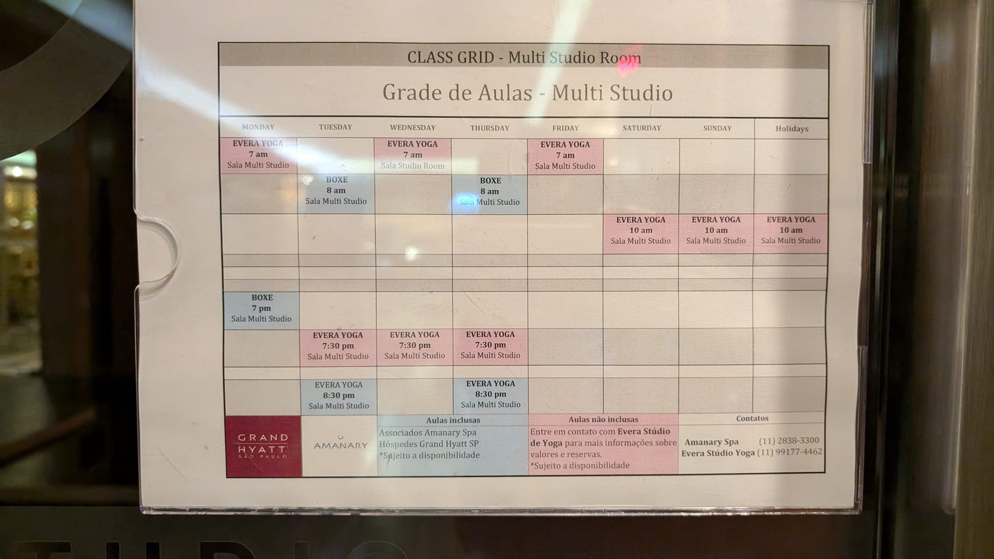 a calendar with different colored squares