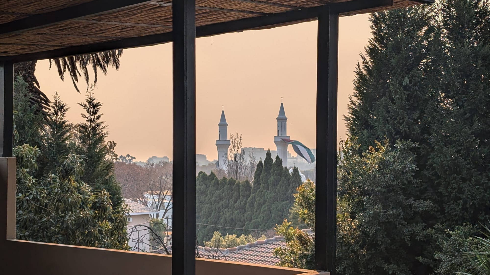 a view of a building from a window