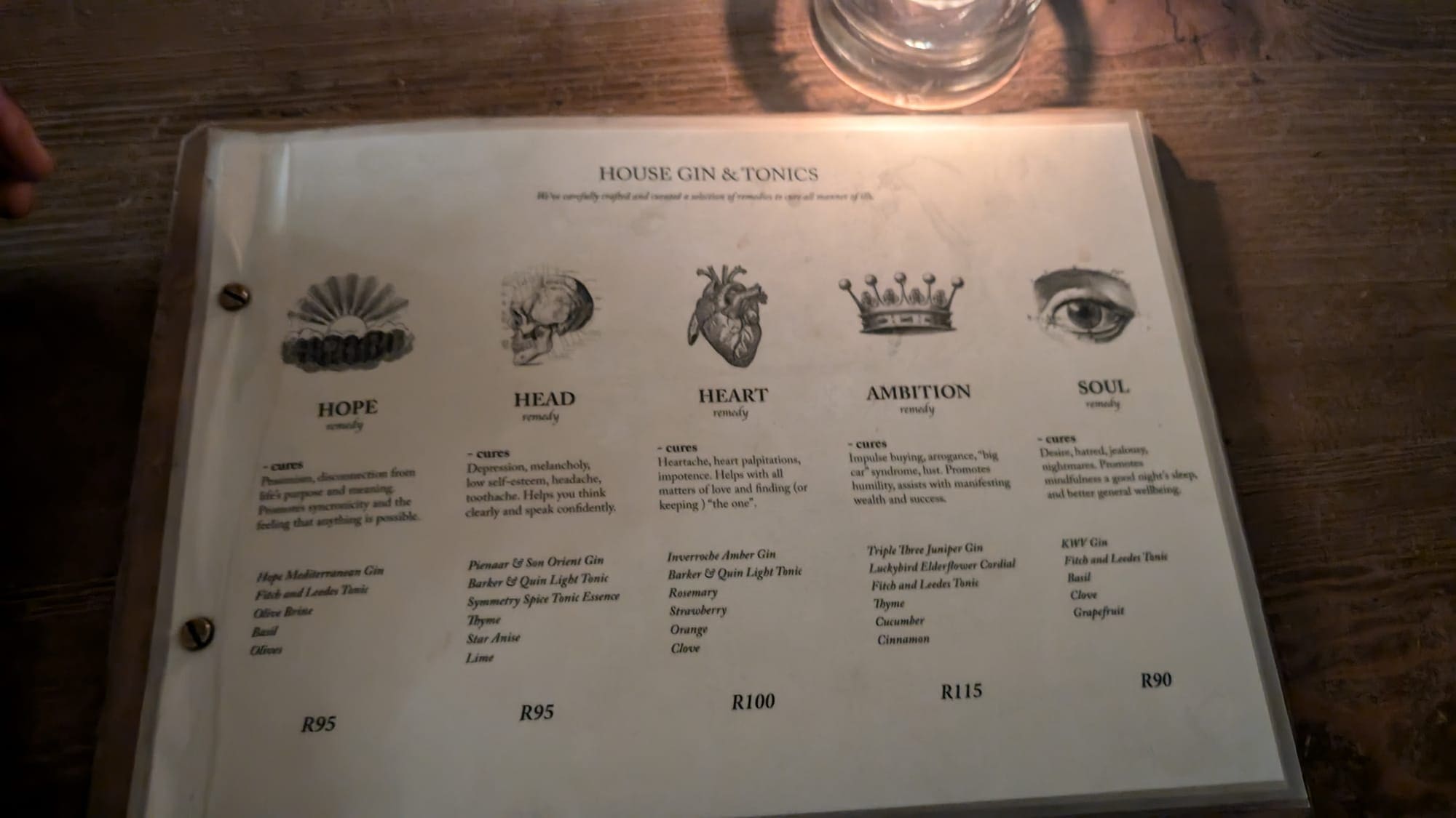 a menu with text and images on it