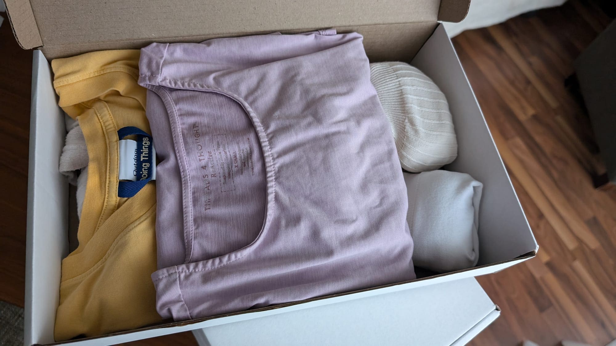 a box with clothes in it