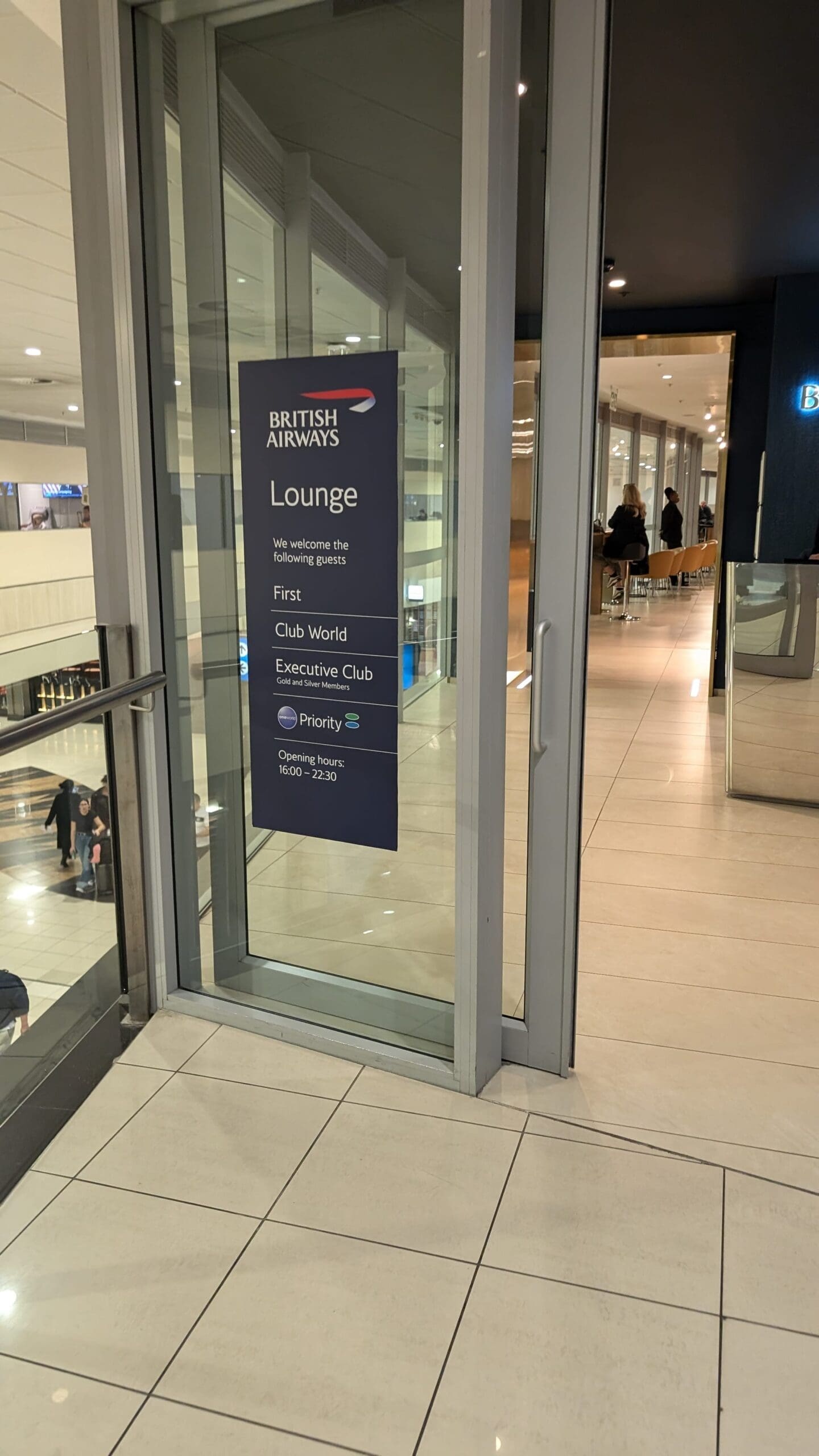 Photo of the entrance to the BA lounge at O.R. Tambo - Source: You Are Travel