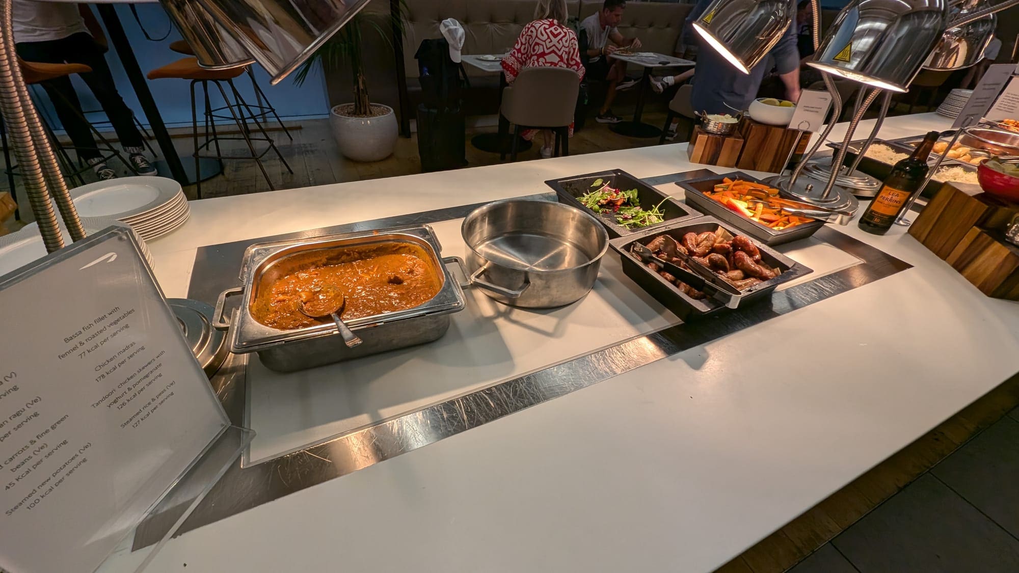 a buffet table with food on it