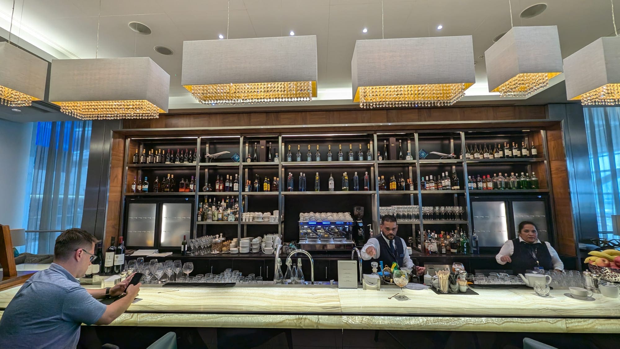 a man behind a bar