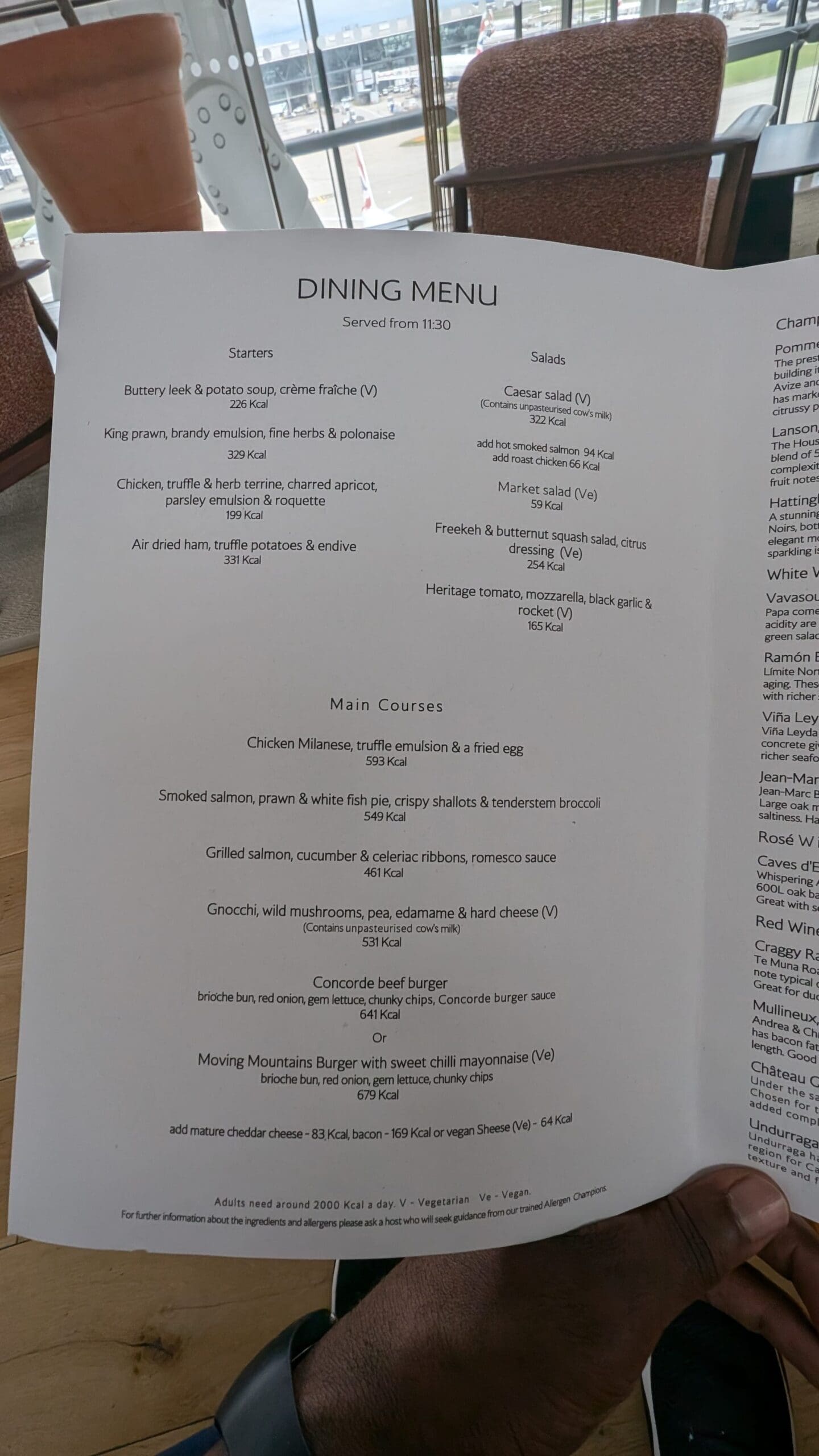 a menu on a table