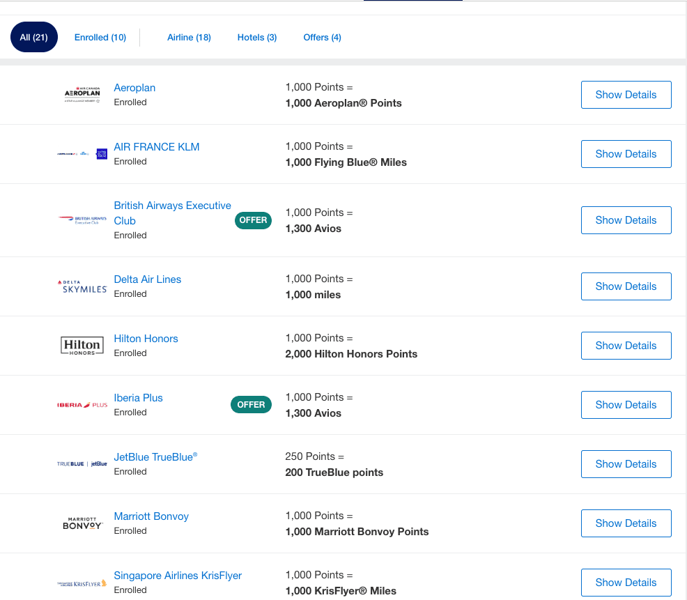a screenshot of a flight schedule