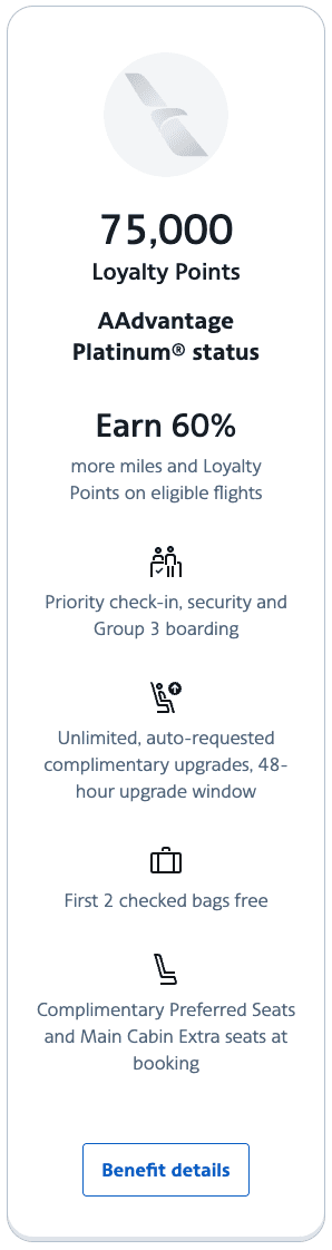 Screenshot of benefits for AA Platinum - Source: AA.com
