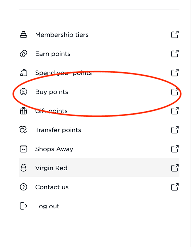 Purchasing Virgin Atlantic points - Source: virginatlantic.com