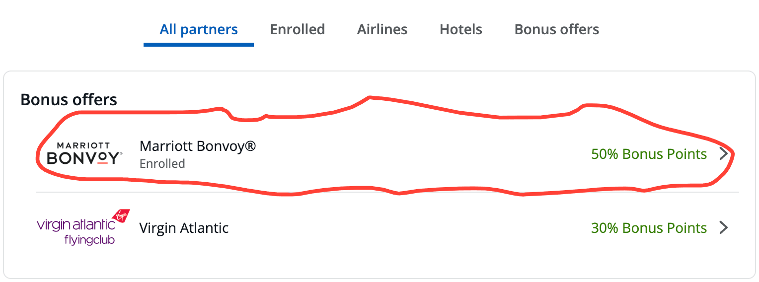 Transferring points to Marriott - Source: Chase