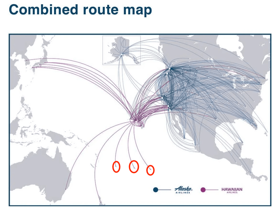 Screenshot of Alaska and Hawaiian combined route map