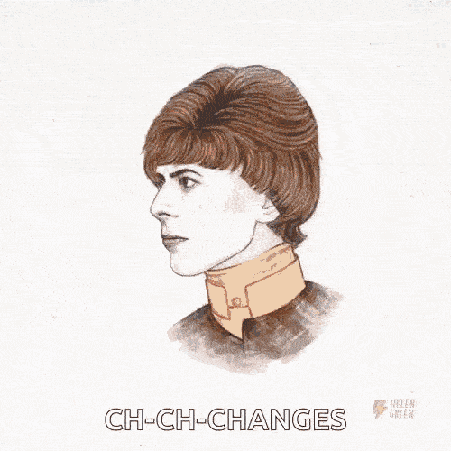 a drawing of a woman with short hair