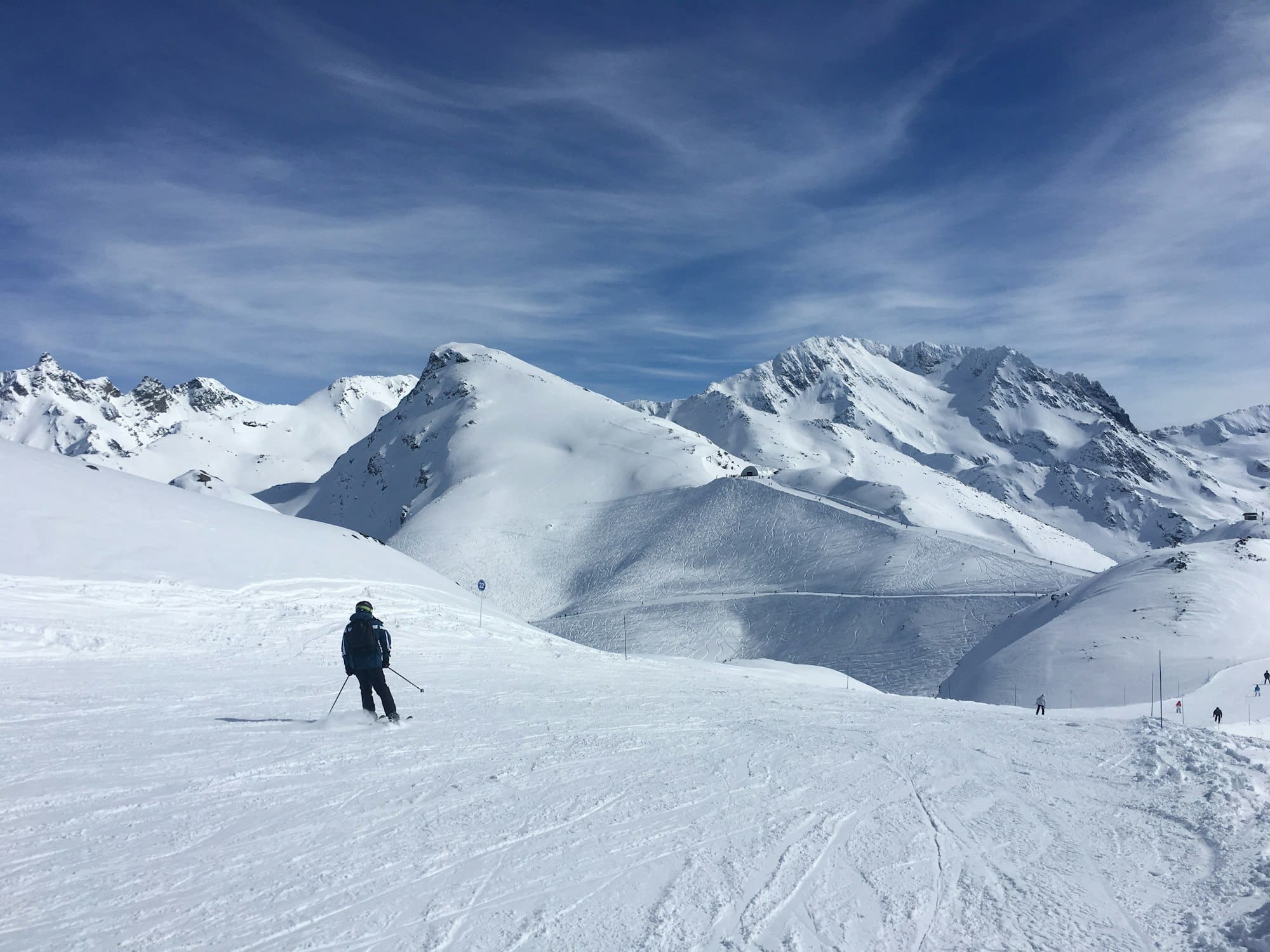 person skiing on snowy mountain