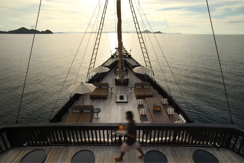 a person walking on a boat