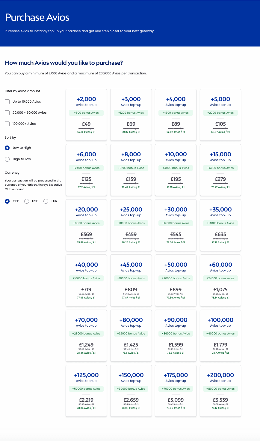 Buying Finnair Avios - Source: Finnair