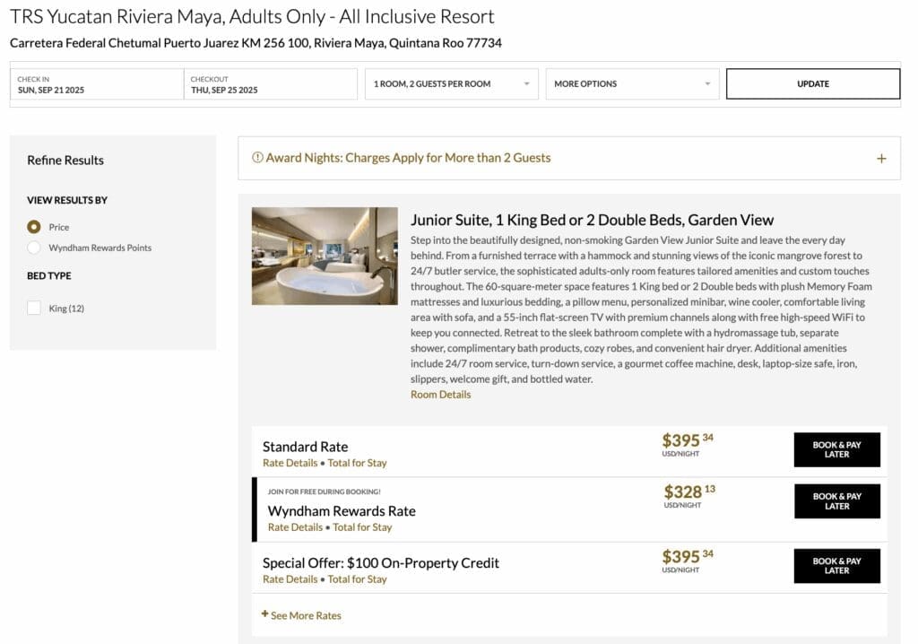 a screenshot of a hotel website