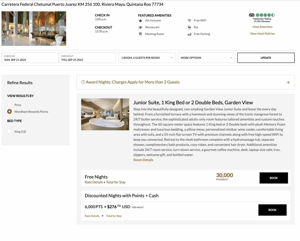 a screenshot of a hotel website