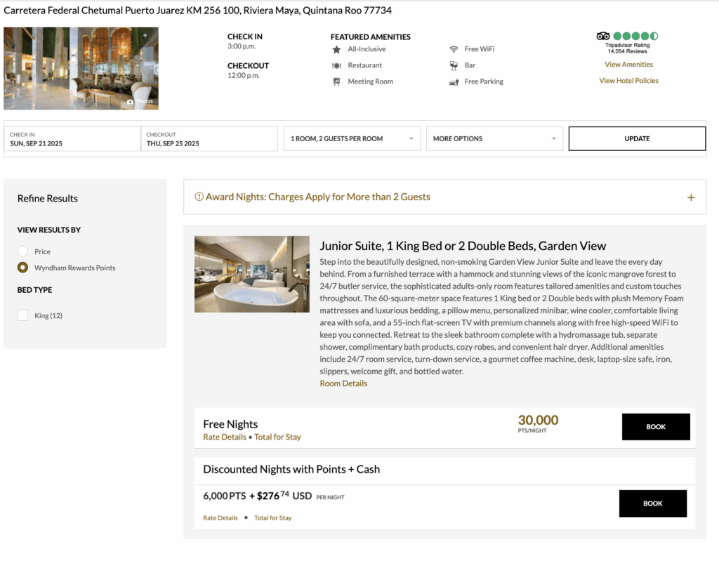 a screenshot of a hotel website