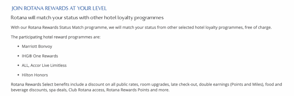 a screenshot of a hotel loyalty program