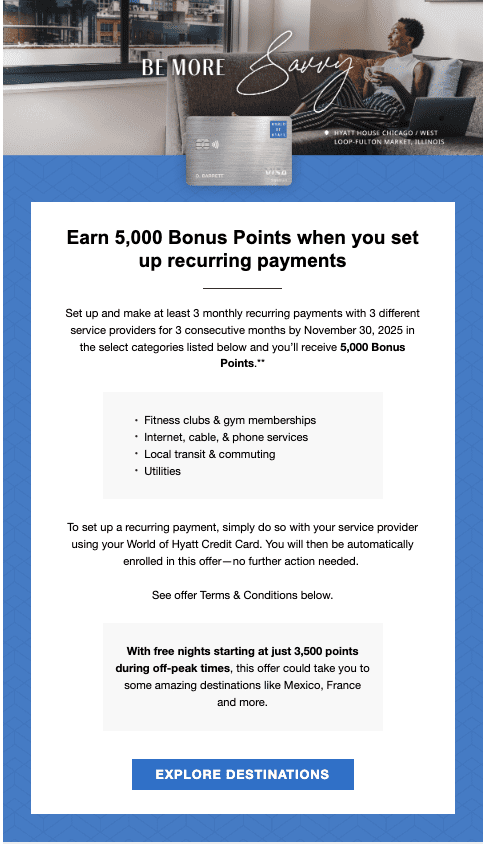 a blue and white card with a silver pad