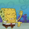 a cartoon character waving in the ocean