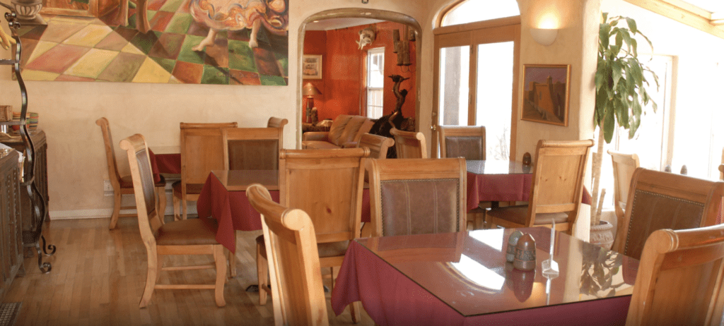 a room with tables and chairs