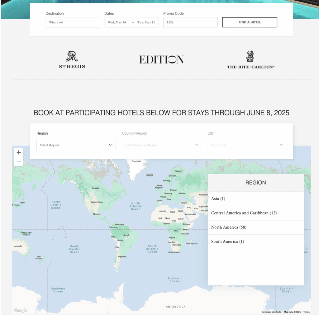 a screenshot of a hotel website