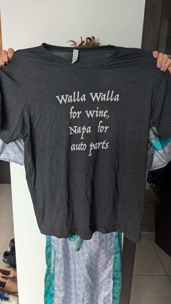 a person holding a shirt
