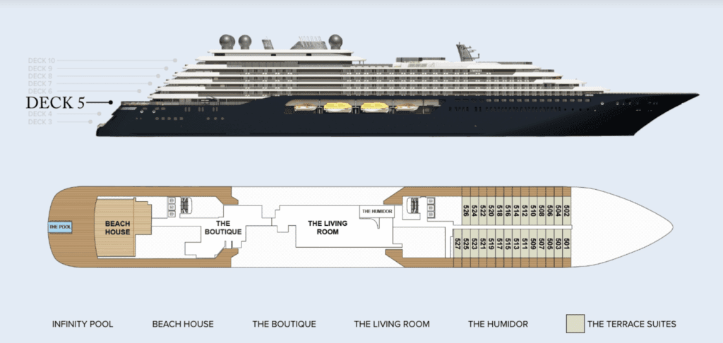 a cruise ship with a layout