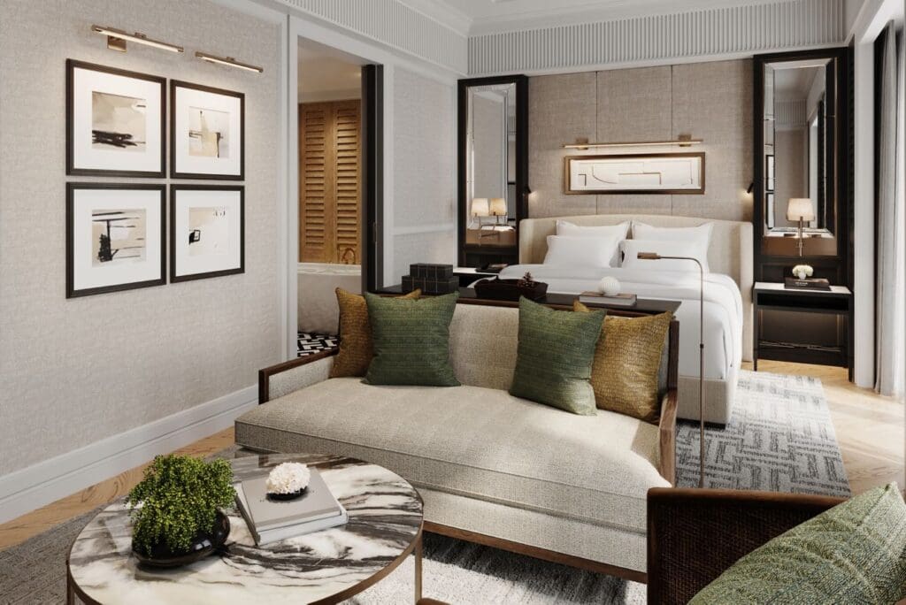 a room with a bed and a couch