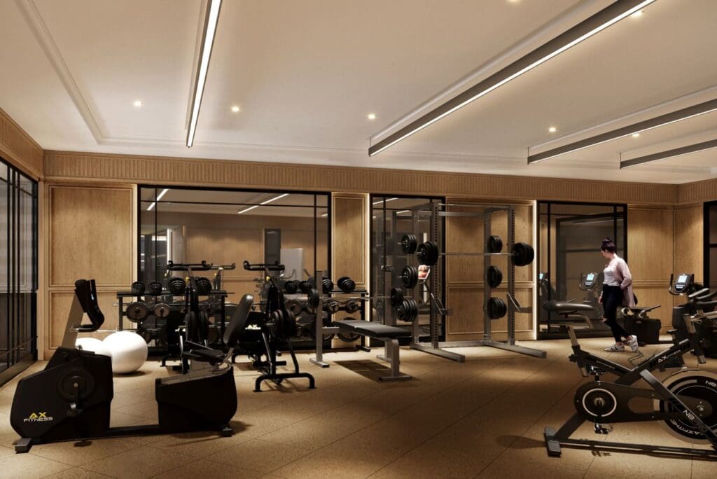 a gym with exercise equipment