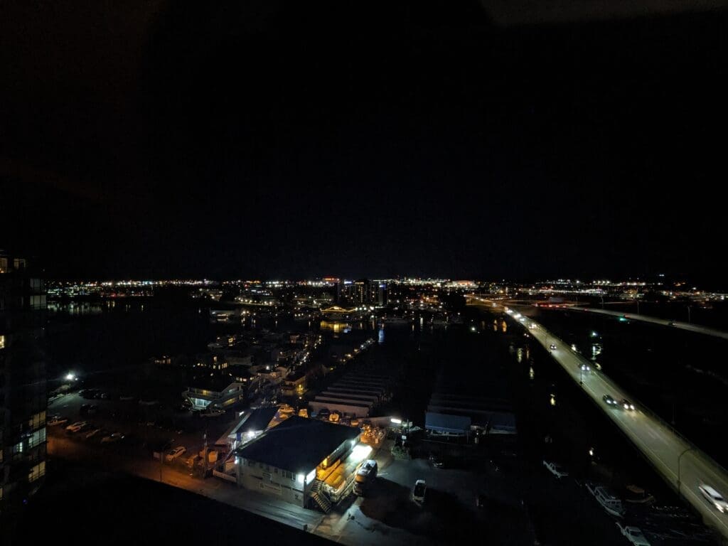 a city at night with lights