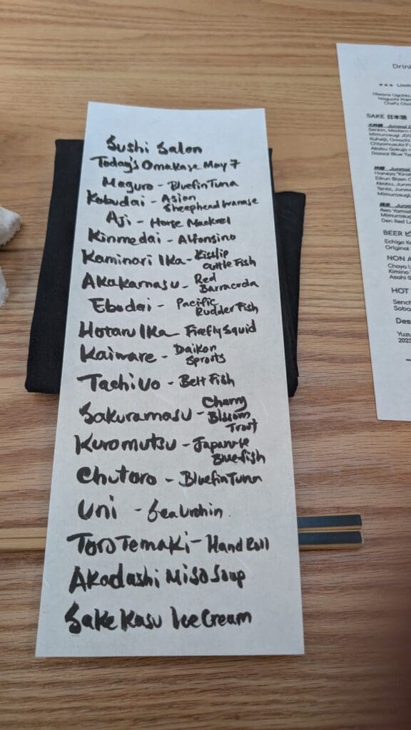 a paper with writing on it