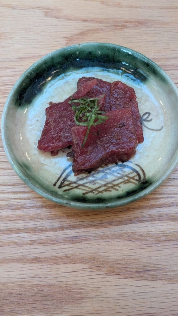 a plate of meat on a table