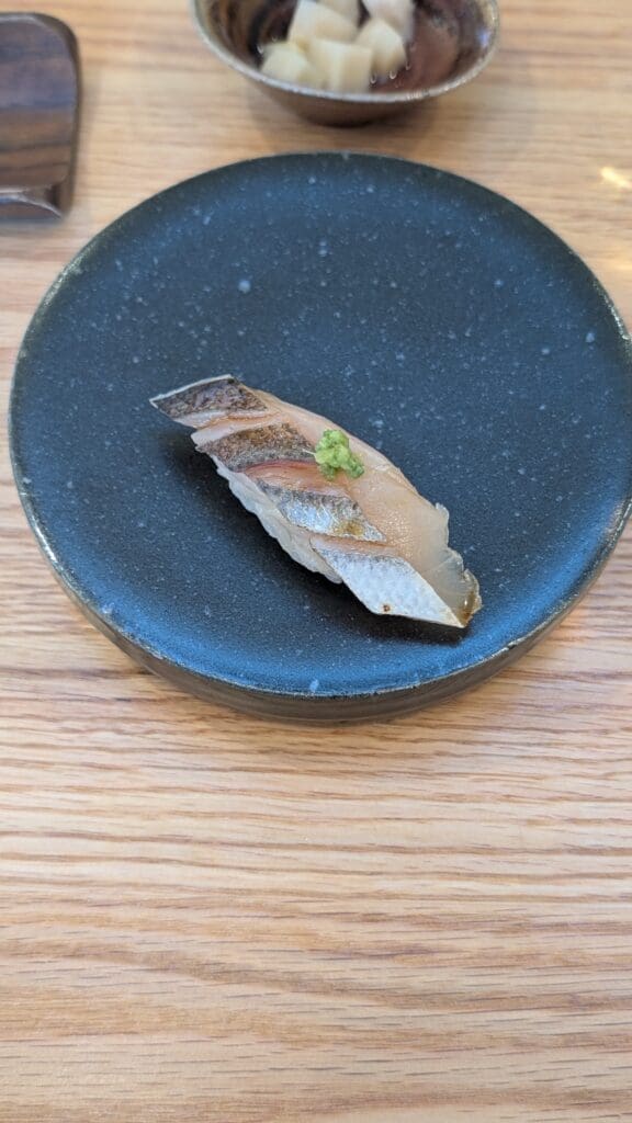 a piece of fish on a plate