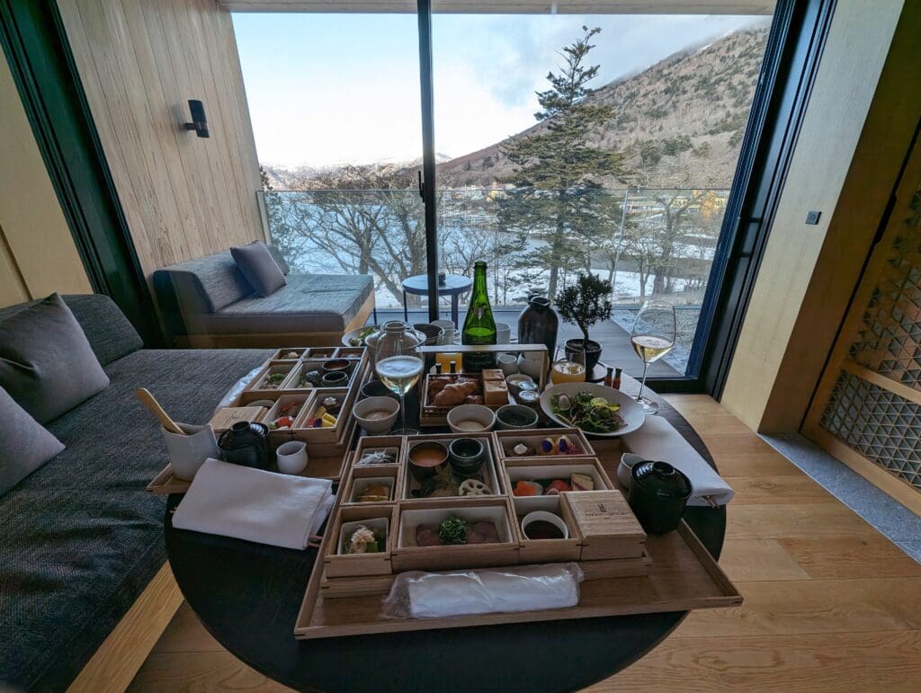 a table with food on it