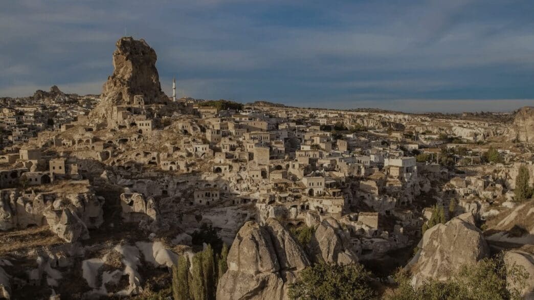 a stone town on a hill