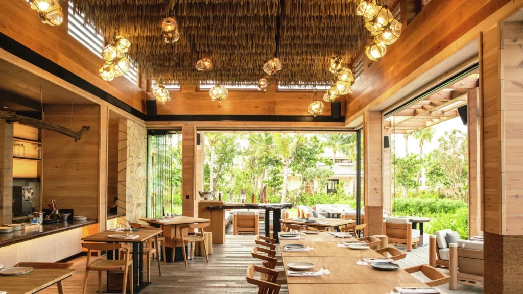 a restaurant with tables and chairs