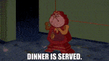 a cartoon character in a red dress