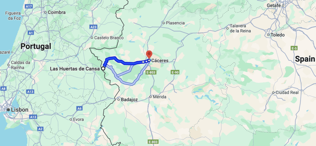a map with a blue line